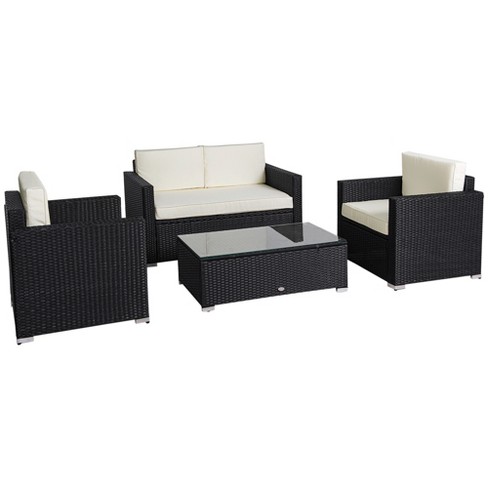 Black rattan 4 cheap piece garden set