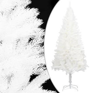 vidaXL 94.5" White Artificial Christmas Tree with LED Lights - PE and Steel Construction - Water-Resistant - Economical and Long-Lasting Holiday Decor - 1 of 4