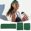 Unique Bargains Stretchy Cotton Blend Sweat Absorbing Sport Headband Wristband Grass Green 3 pcs - 2 of 4