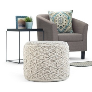Emile Round Macrame Pouf - WyndenHall - 1 of 4