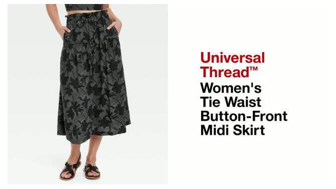  Women's Tie Waist Button-Front Midi Skirt - Universal Thread™, 2 of 11, play video