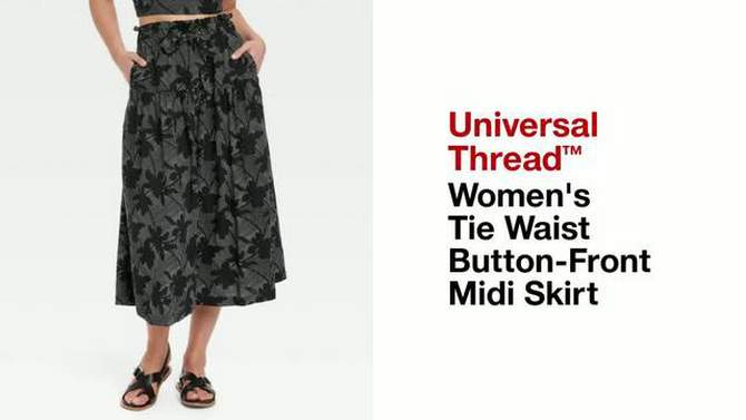  Women's Tie Waist Button-Front Midi Skirt - Universal Thread™, 2 of 11, play video