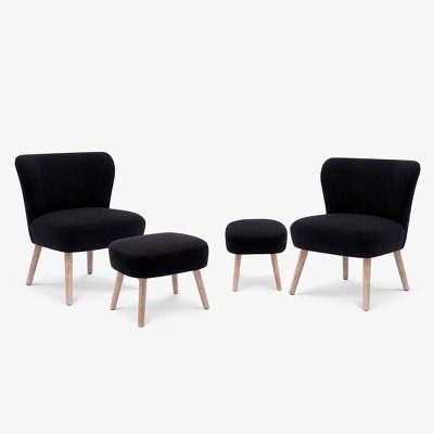 WestinTrends 4 Piece Upholstered Boucle Accent Chair and Ottoman Sets