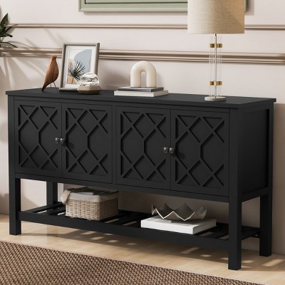59"Wx31"H Mordern Console Table With Bottom Shelf,Storage Space And Polygonal Door,Console Table Entrance,Console Table Storage- Maison Boucle