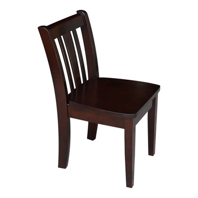 Rich Mocha Solid Wood Traditional Slat Back Juvenile Chairs - Set of 2