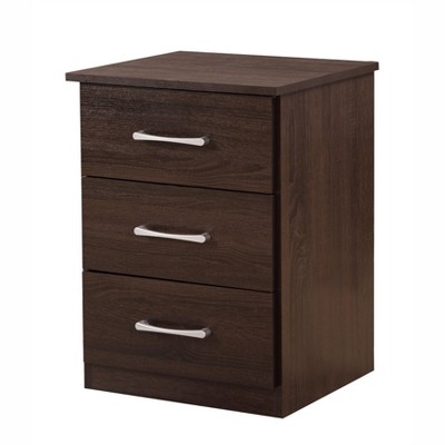 NicBex Farmhouse Nightstand with 3 Storage Drawers and Metal Handles 18 Inch Long End Table for Bedroom,Living Room