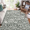 Washable Modern Floral Rug Non Slip Low Pile Rug Soft Contemporary Throw Floor Cover Foldable Indoor Carpet for Living Room Bedroom,Gray Green/8'x10' - 3 of 4
