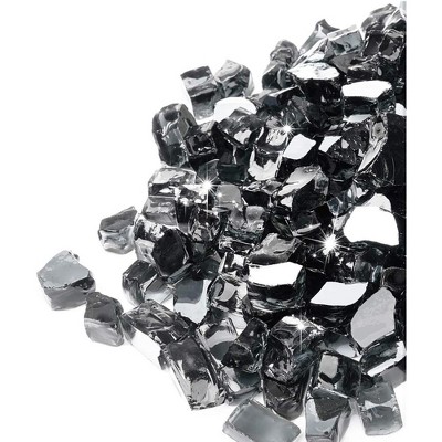 GASPRO 20 lbs Fire Glass for Propane Fire Pit, 1/2-Inch Reflective Fireplace Glass Rocks for Fire Pit Table, Black