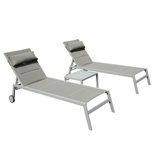 Maggift Patio Chaise Lounges Outdoor Lounger Sunbathe Chair with Arms, with Table, for Patio, Garden, Beach，Portable，Gray，78.3"*23.5"*36.1" - 1 of 4