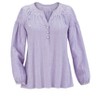 Collections Etc Seersucker Smock Trimmed V-Neck Long Sleeve Shirt - 4 of 4