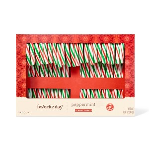 Christmas Peppermint Green & Red Stripe Candy Canes - 10.6oz/24ct - Favorite Day™ - 1 of 3