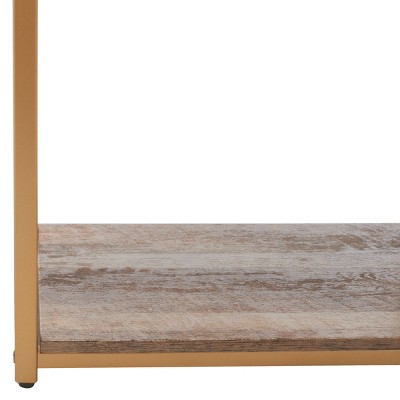 Rege Gold and Wood 7-Shelf Asymmetric Etagere