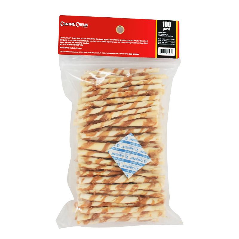 Canine Chews Chicken and Beef Twist Rawhide Dog Treats - 100ct, 2 of 4