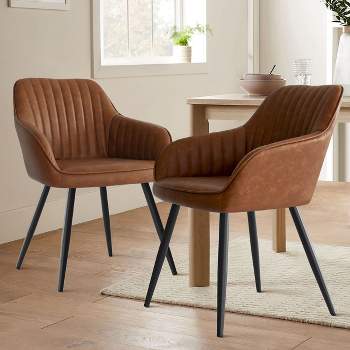 Boston Dining Chairs Set of 2 with Armrest,23 Inch Kitchen & Dining Room Chairs,Dining Chairs with Backrest and Metal Legs-The Pop Maison