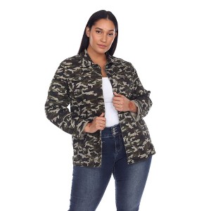 Plus Size Camo Denim Jacket - White Mark - 1 of 4