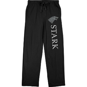 Game of Thrones House Stark Sigil & Text Men's Black Sleep Pajama Pants - 1 of 3