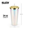 Blush Iridescent Cute Drink Tumbler | Reusable, Leak-Proof, Travel, Clear Plastic, Slim, Iced Coffee Cup with Seal, Screw-On-Lid, and Straw, 24oz - 3 of 4