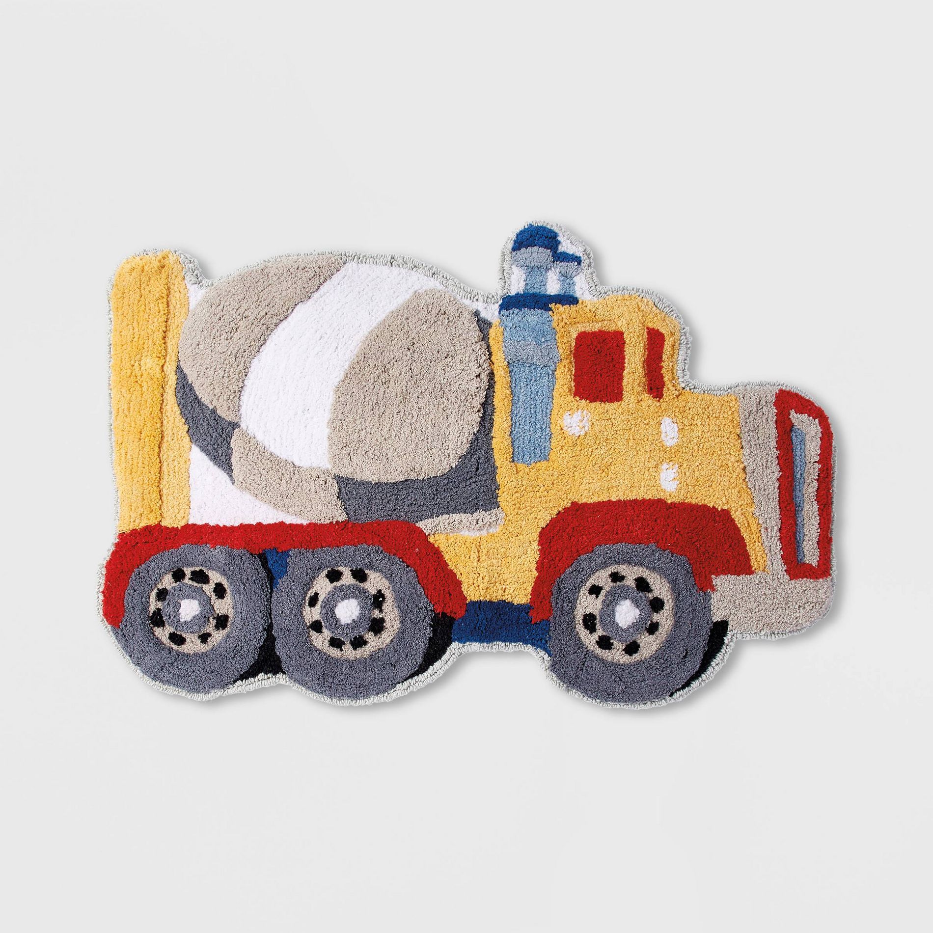 Dream Factory Trains and Trucks Kids' Bath Rug: Tufted Cotton, Kids Bathroom Rug, 1'6"x2'5"