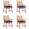 vidaXL Patio Chair Set of 4 Royal blue cushion, wood brown chair - 2 of 4