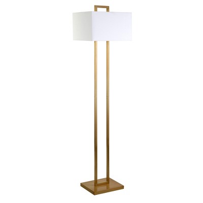 Image of Hampton & Thyme 68" Tall Floor Lamp with Fabric Shade Brass/White