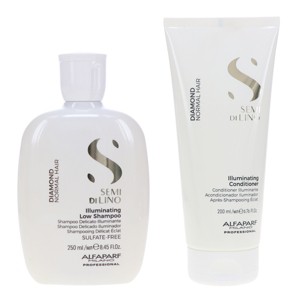 Alfaparf Milano Semi Di Lino Diamond Illuminating Low Shampoo 8.45 oz & Semi Di Lino Diamond Illuminating Conditioner 6.76 oz Combo Pack - 1 of 4