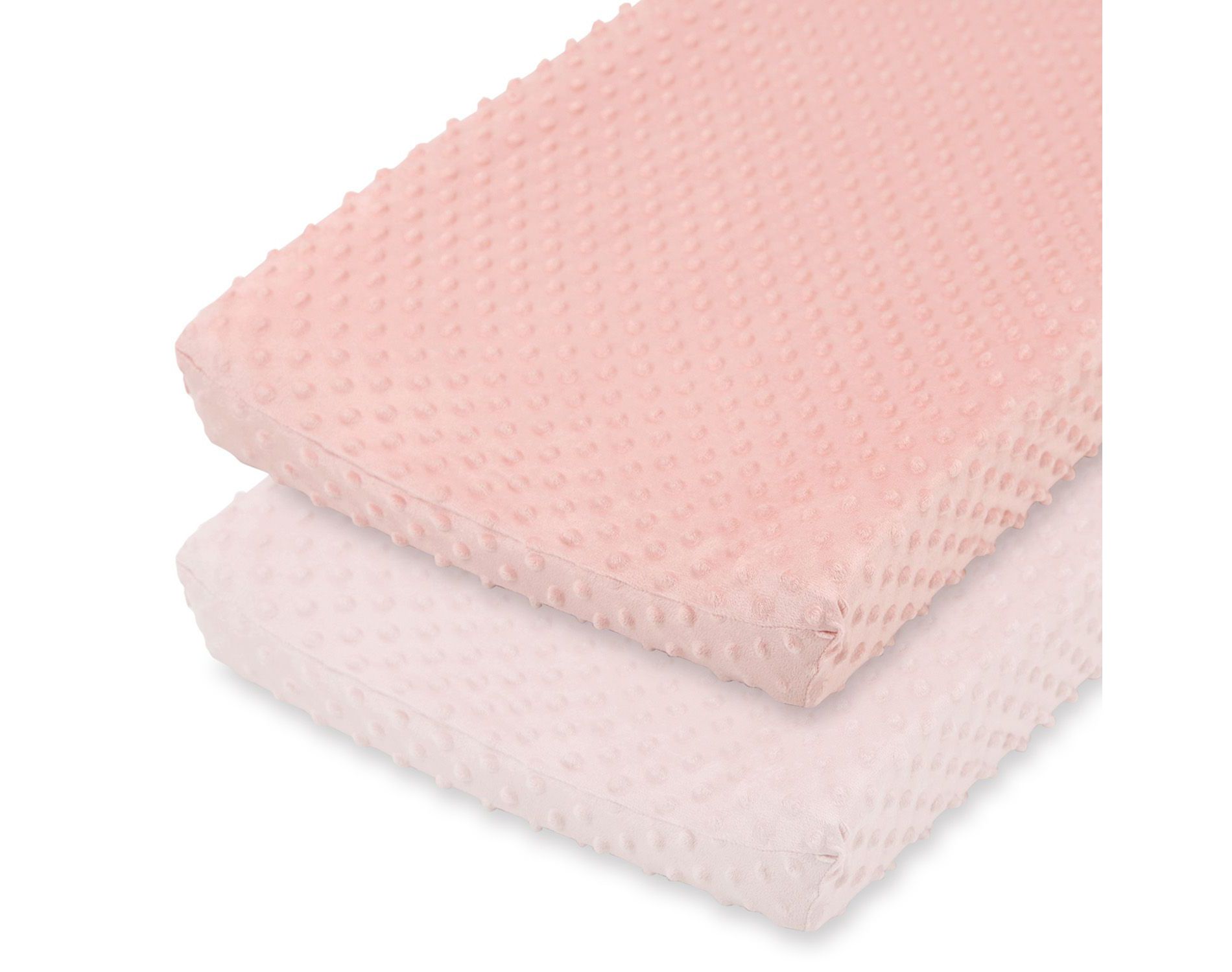 The Peanutshell Minky Dot Pink Ultra Soft Baby Mat Cover for Girls, 2 Pack