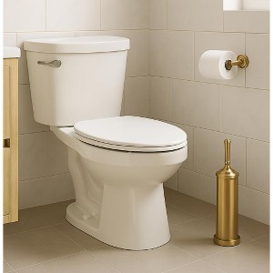 Home Mart Goods Stainless Steel Gold Toilet Brush Set with Holder - 15" Tall - 1 of 4
