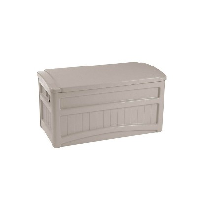 Suncast 73 Gallon Outdoor Patio Deck Storage Organization Box, Taupe (2 Pack)