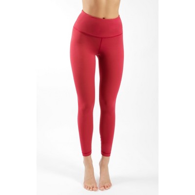 Yogalicious High Rise Squat Proof Criss Cross Ankle Leggings - Earth Red -  X Large