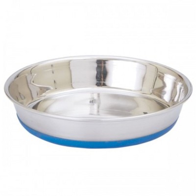 Proselect Stainless Steel Shallow Heavy Dish with Bonded Rubber Base. Large 16 oz.