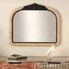 29"x35" Wooden Floral Woven Wall Mirror with Black Beaded Detailing Brown - Olivia & May - 2 of 4