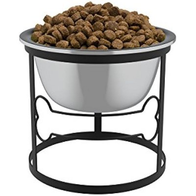 Stainless Steel Elevated Pet Bowl with Stand for Dogs and Cats-Raised Feeder for Food/Water With Removeable Dishwasher Safe Dish- 40 Oz By PETMAKER
