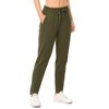 Womens Sweatpants with Zipper Pockets Ankle Side Ruched Jogger Solid Drawstring Sport Pants - Army Green 2XL - 3 of 4