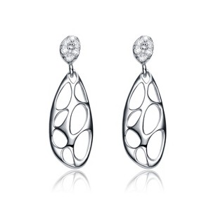 Guili Radiant Oval Charm Sterling Silver Cubic Zirconia Oval Drop Earrings for a Luxurious, Sparkling Appeal That Enhances Every Outfit - 1 of 4