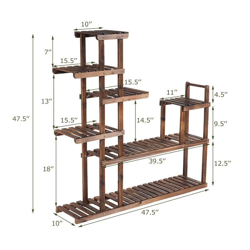 Tangkula 7-Tier Wooden Plant Stand Flower Display Rack with Hollow-Out Storage Shelf, 3 of 7