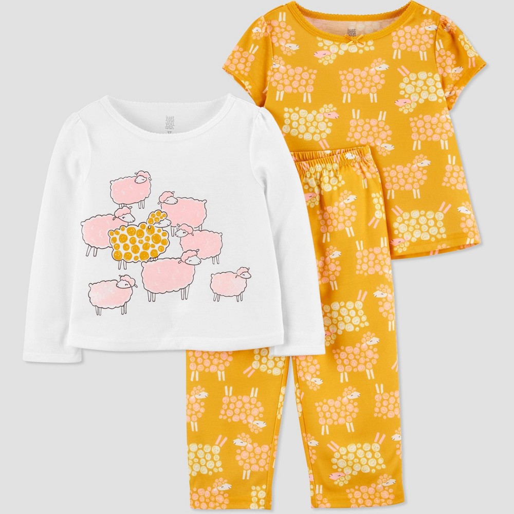 Toddler Girls' 3pc Sheep Pajama Set - Just One You made by carter's 3T, One Color