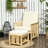 Outsunny Patio Furniture Set, Wood Outdoor Patio Chair with Ottoman, 2 Piece Cushioned Outdoor Lounge Chair, Sofa Chair with Footrest, Beige - 2 of 4