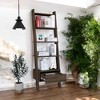 Alilang 15.35 Inch Ladder Bookshelf with Storage Drawer and Wooden Shelves - Brown - 2 of 4
