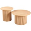 End Table Sets Of 2, Coffee Table Sets Modern With Wood Veneer Tabletop, Coffee Table Sets Farmhouse With Metal Base-Cuddlewood - 3 of 4
