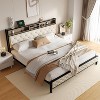 Aortzio King Size Metal Floor Bed,Platform Bed Frame with Charging Station & Upholstered Headboard - 2 of 4