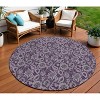 Eggplant Purple And Lilac Floral Washable Indoor Outdoor Area Rug - 2 of 4