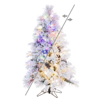 Vickerman Flocked Atka Pine Artificial Christmas Tree Color Changing