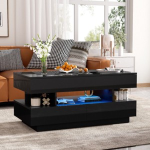 Multi-Functional Modern Lift-Top Coffee Table with Hidden Storage and Drawers,High-Gloss Center Table for Compact Living Spaces-Maison Boucle - 1 of 4