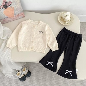 MyKids-USA Spring and Autumn Kids Girls Argyle Pattern Long Sleeves Cardigan and Pants Clothing Set - 1 of 4