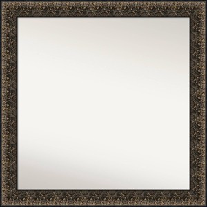 31" x 31" Non-Beveled Intaglio Embossed Black Wood Wall Mirror - Amanti Art: Modern Square, Includes Mounting Hardware - 1 of 4