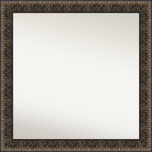 31" x 31" Non-Beveled Intaglio Embossed Black Wood Wall Mirror - Amanti Art: Modern Square, Includes Mounting Hardware - image 1 of 4