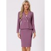 INSPIRE CHIC Women's Business Suit Tweed Trim Blazer and Skirt Suit Set 2 Pieces - 3 of 4