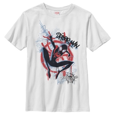 Boy s Marvel Spider Man Into the Spider Verse Graffiti T Shirt White Large