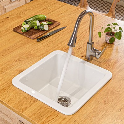 ALFI Brushed Nickel Square Gooseneck Pull Down Kitchen Faucet