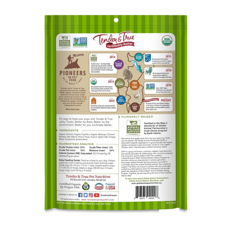 Tender &#38; True Organic Chicken Recipe Jerky Dog Treats - 4oz, 3 of 6